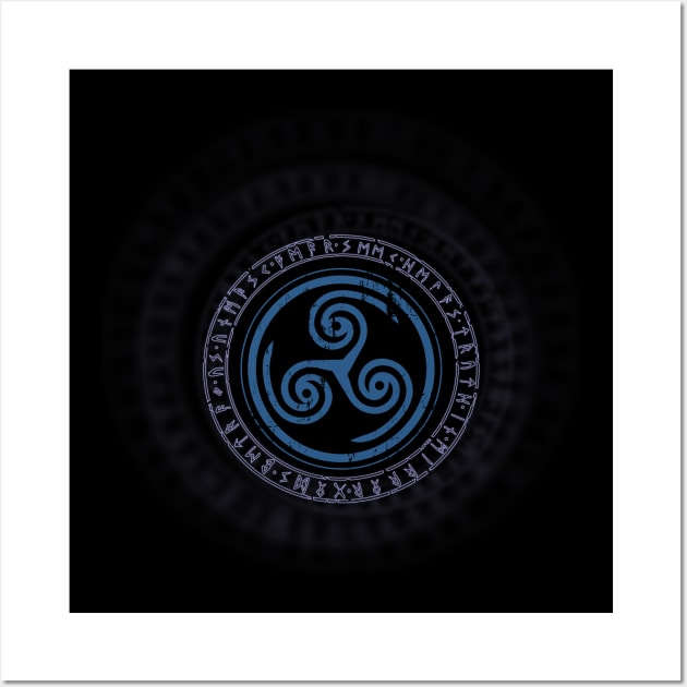 Triskelion with runes Wall Art by Mindwisp